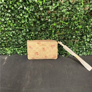 Coach Corner Zip Wristlet In Signature Canvas With Floral Print